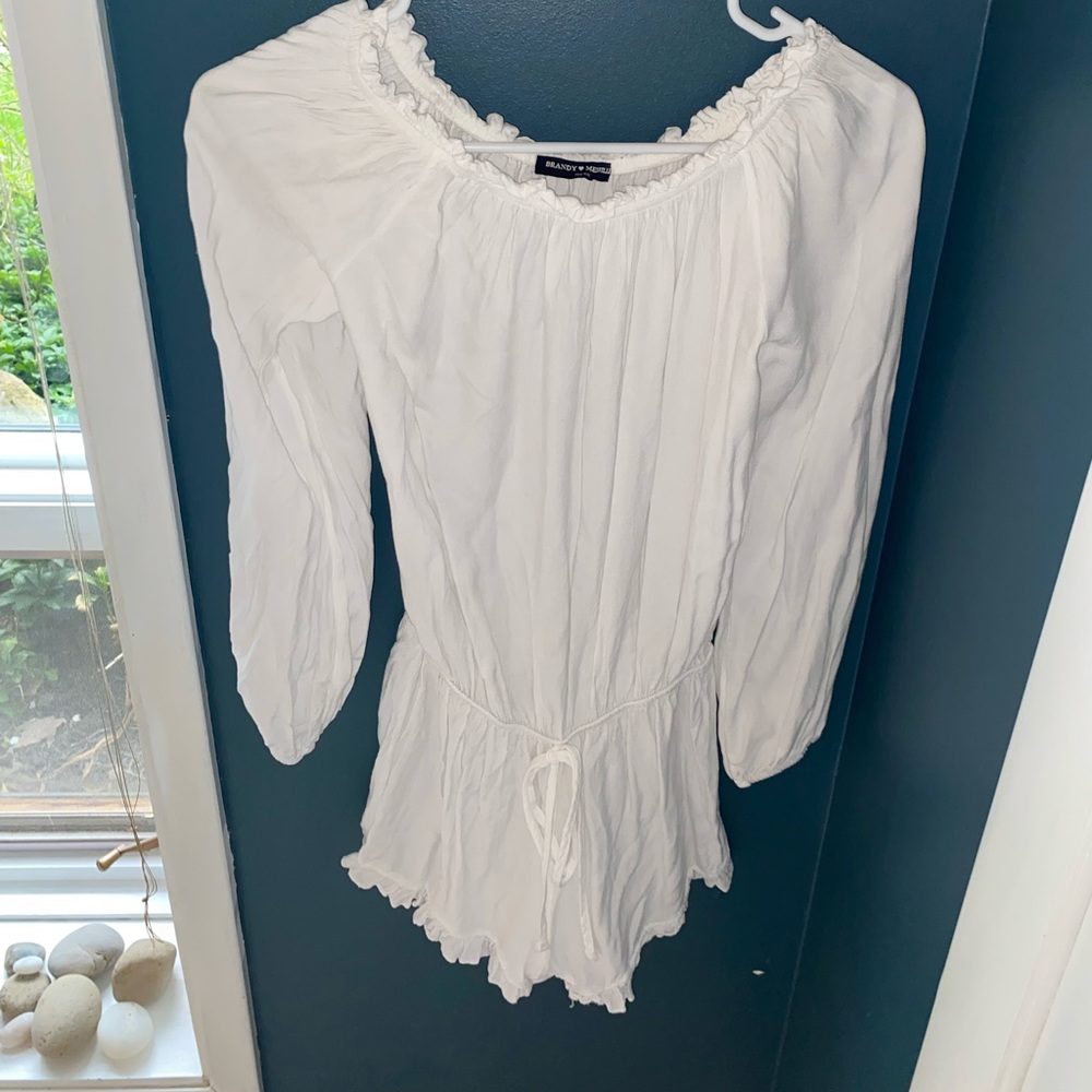 Off the shoulder white brandy Melville romper